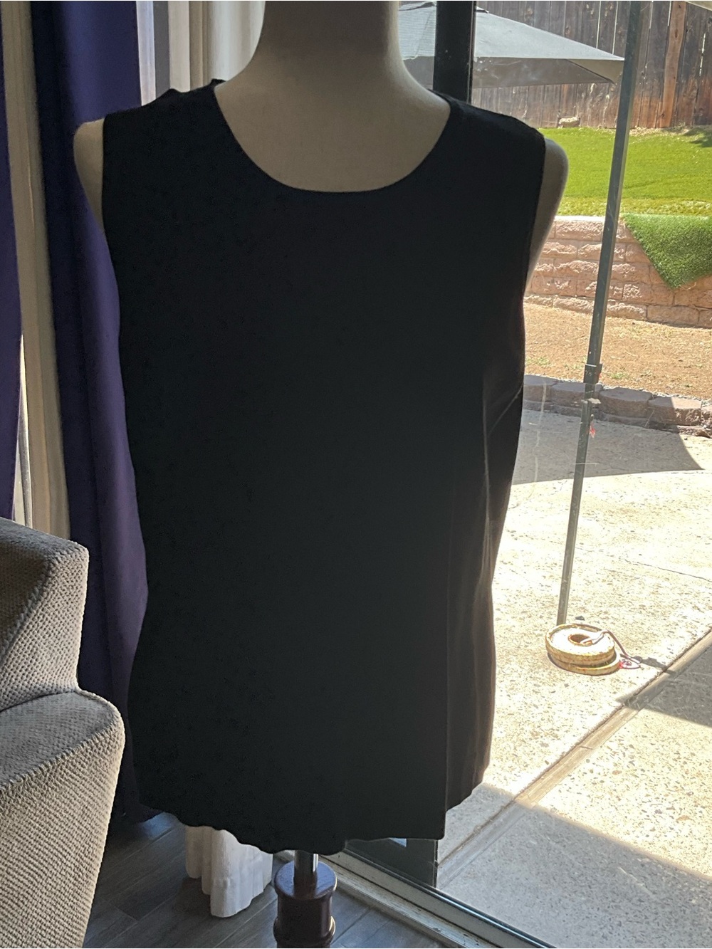 August Silk Black Sleeveless Round Neck Shell Top